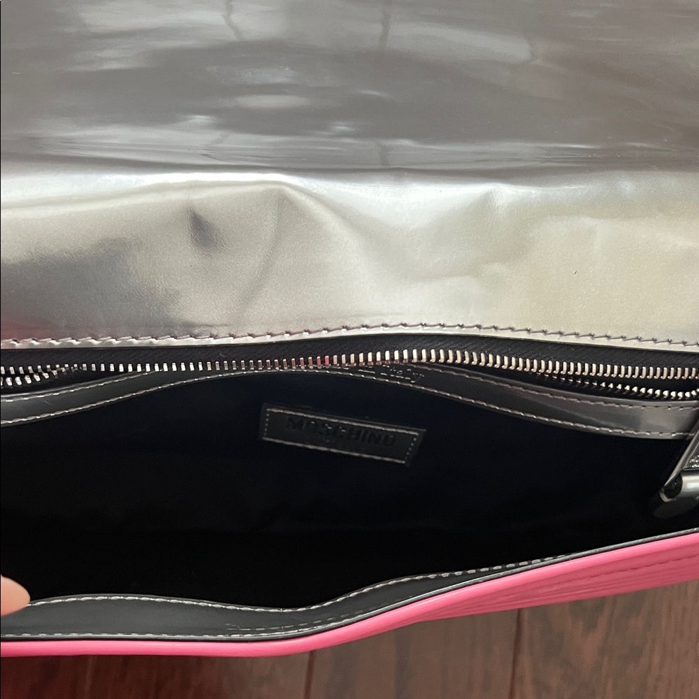 Moschino Pink and Silver License Plate Shoulder Bag - Picture 13 of 14